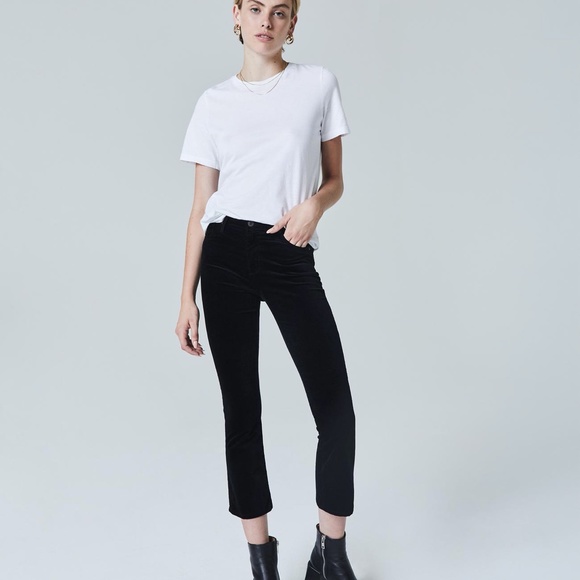 AG Jeans THE JODI HIGH-RISE SLIM FLARE CROP IN SUPER BLACK - Picture 1 of 16